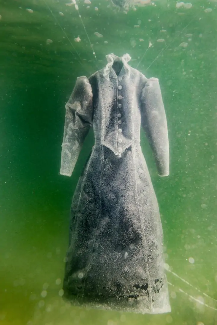 Dress Immersed in Dead Sea Emerges as Sparkling Salt-Encrusted Masterpiece