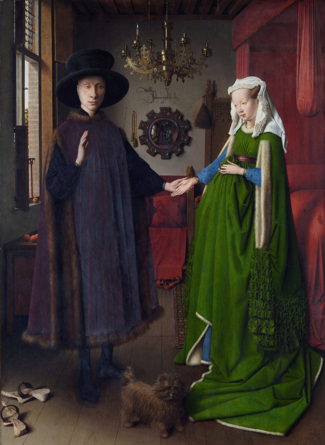 Jan van Eyck, Portrait of Giovanni(?) Arnolfini and his Wife, or Arnolfini Portrait, 1434, The National Gallery, London, UK.